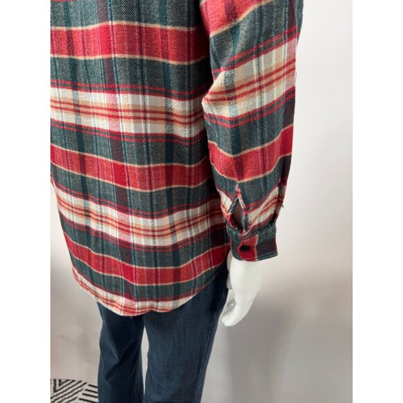 Vintage Red & Green Plaid Button-Up Shirt With Dual Chest Pockets Long Sleeves A - Picture 5 of 16